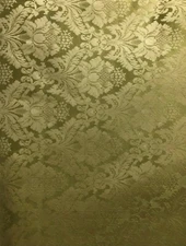 OLIVE GREEN GOLD Damask Jacquard Brocade Flower Floral Fabric (110 in.) Sold BTY
