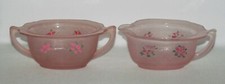 Hocking Glass PRINCESS Pink Satin Frosted Oblong Creamer and Sugar Set