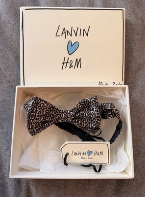 RARE New w Tags Lanvin x H&M Silk Cheetah Print Bowtie 2010