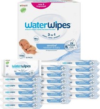 WaterWipes Plastic-Free Original Baby Wipes, 1080 Count 18 packs, 99.9% Water