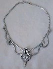 Stunning Vintage Mid-Century Blue Rhinestone Festoon Swag Necklace - 16" — photo 7