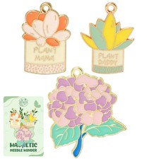 Needle Minder 3 Pack Flower Plants Magnet Cross Stitch Embroidery Needle Holder
