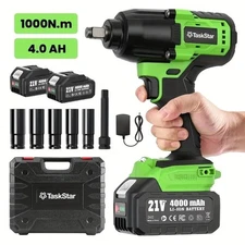 TaskStar Cordless Impact Wrench 1/2", 1180 Ft-lbs(1000 N.m) 4000mAh Battery