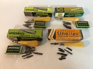 SPEED BALL Linoleum Cutters Rollers Lot of 6 Draw cutting crafts Art