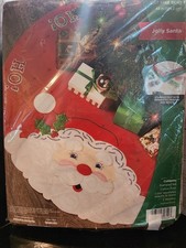 Bucilla Felt Applique Christmas Tree Skirt Making Kit, 43 inches, Jolly Santa