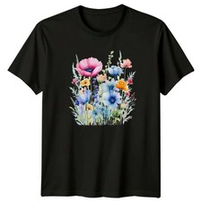 Watercolor Flowers Floral Nature Mens T-Shirt Womens Tee Graphic Unisex Top