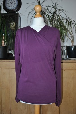 The Primark Edit Purple Draped V Neck Long Sleeve Stretch Top Size L New