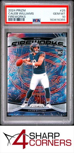 2024 PANINI PRIZM FIREWORKS #25 CALEB WILLIAMS RC BEARS PSA 10