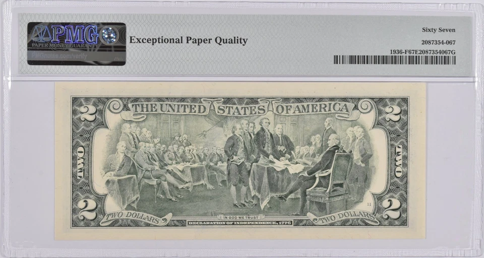 PMG Superb Gem Unc 67 EPQ $2 1995 Atlanta, GA US FRN Fr#1936-F *7201 - Image 2 of 3