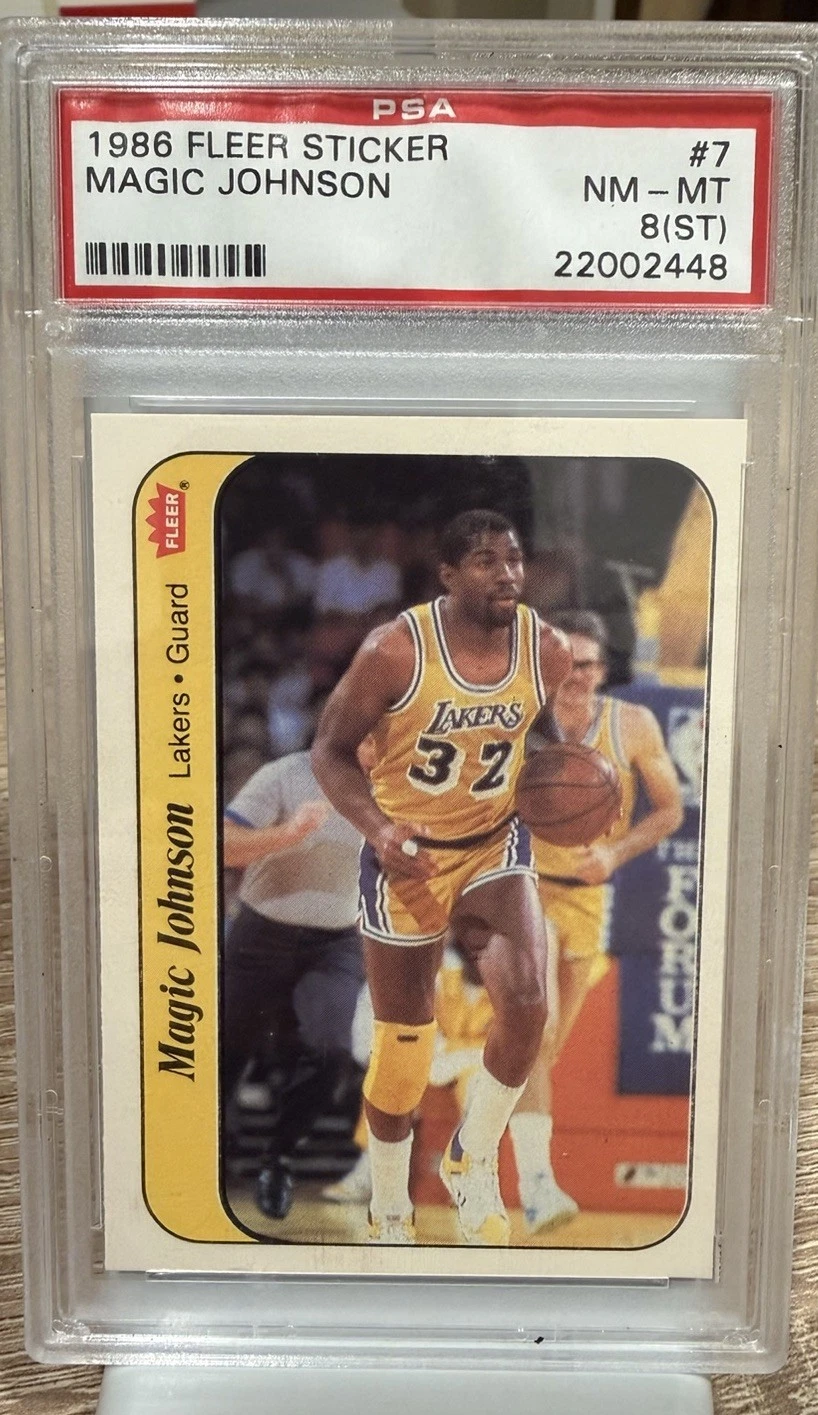Deal for 1986-87 Fleer Stickers Magic Johnson #7 PSA 8