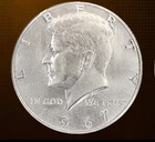 1967 US Half Dollar Silver Coin - Kennedy Half Dollar - AU-50
