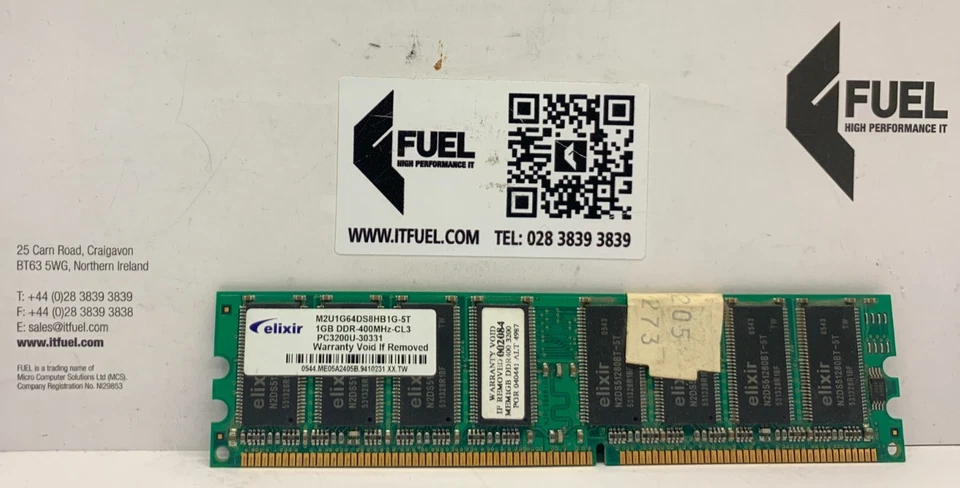 Elixir  1GB DDR ram memory module  PC-3200 -  M2U1G64DS8HB1G-5T - Image 2 of 3