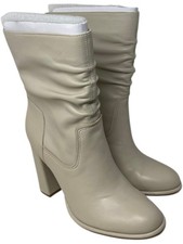 Steve Madden Boot Women's Size 6.5 Off White Vector Leather Mid Calf