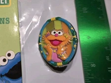 New 1.5" Zoe Fancy Medallion Pin Sesame St Place Orange Girl Monster Cute Happy