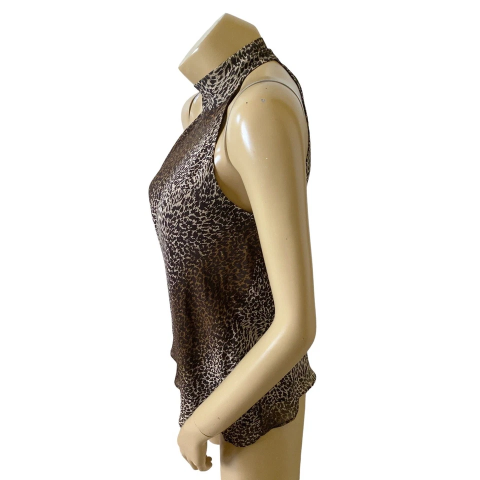 INC 女式 4 码无袖模拟领动物印花 100% 真丝衬衫 — 第 3/4 张图片