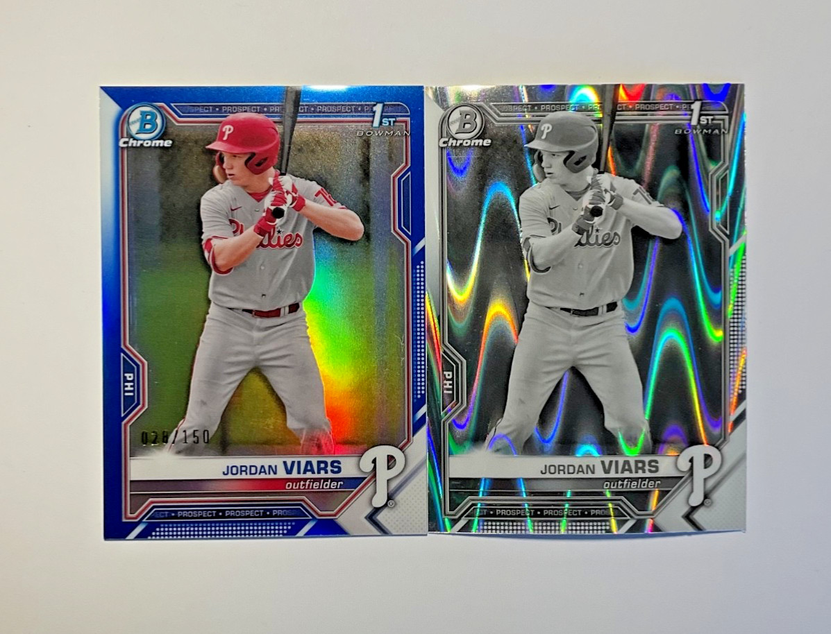 2021 Bowman Draft Chrome Jordan Viars Blue Refractor 28/150 rookie card