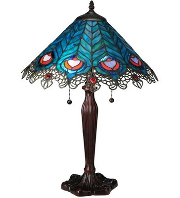 NEW 23'H  Meyda Lighting Peacock Feather Lace Table Lamp