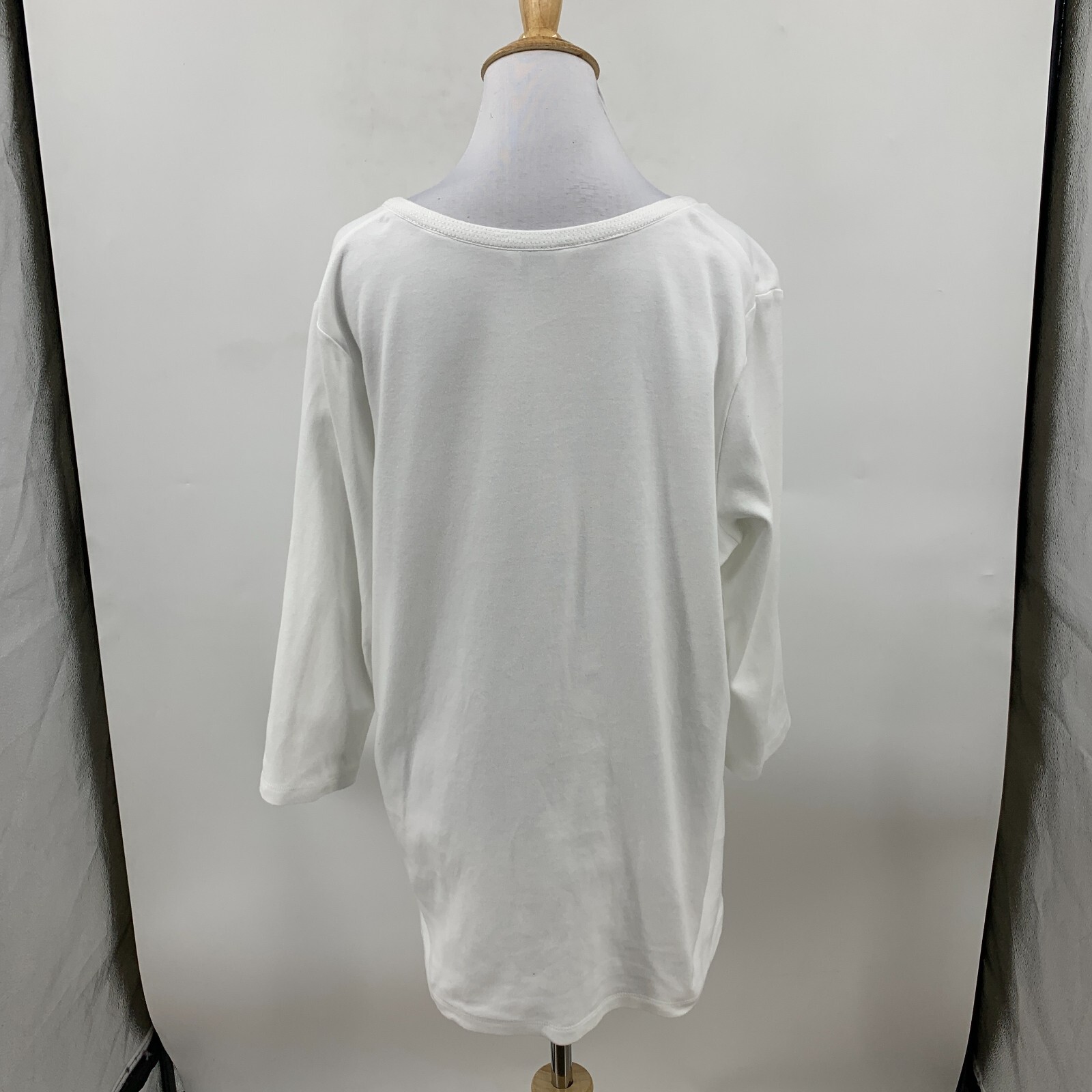 Orvis Split Neck Top Womens L Large Solid White P… - image 4
