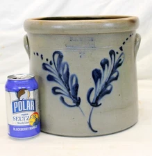 💥Rare D.A. WHITE 2 Gallon Salt-glaze Stoneware Crock COBALT BLUE Clinton Mass💥