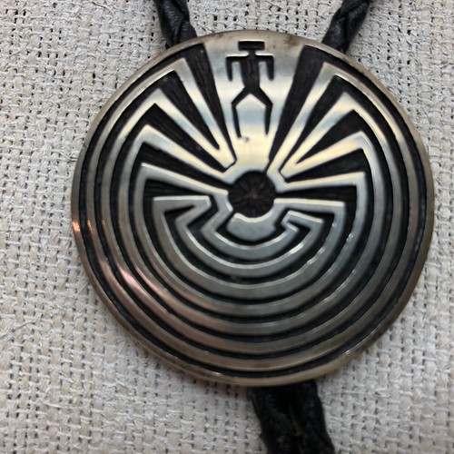 Vintage Aztec Bolo Tie Western Design - Picture 2 of 10