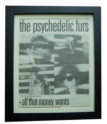 PSYCHEDELIC FURS+All Money Wants+POSTER+AD+ORIGINAL 1988+FRAMED+FAST GLOBAL SHIP