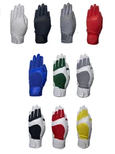 MENS LEATHER BASEBALL/SOFTBALL BATTING GLOVES -  Black, white, various colors