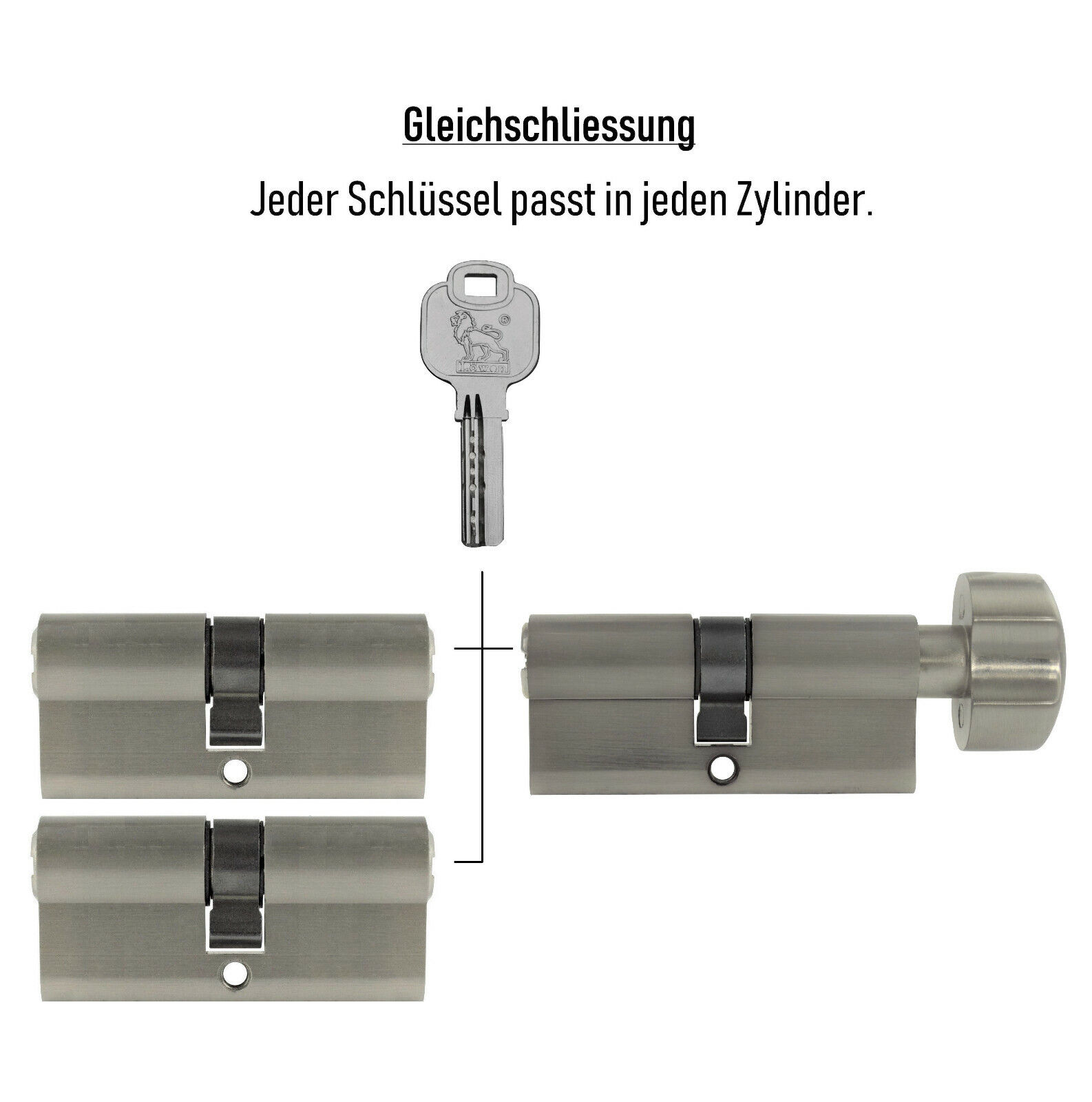 3x Zylinder Schloss 80mm gleichschliessend N+G +5 Schlüssel Schliessanlage Beperkte hoeveelheid, winst