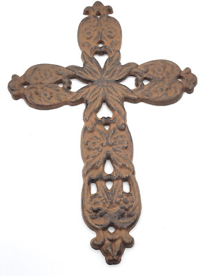 Cast Iron Easter Cross Rustic Distressed Metal Primitive Country Wall Decor