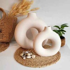 Ceramic Vases for Home Decor Set of 2 Donut Vases Modern Vase White Vases