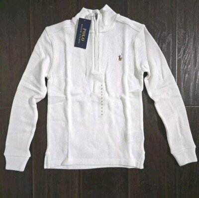 Polo Ralph Lauren Boy's Cotton Quarter Zip Sweater White Size 7