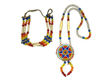 Vintage Navajo Native American Beaded Medallion Necklace and Choker Set