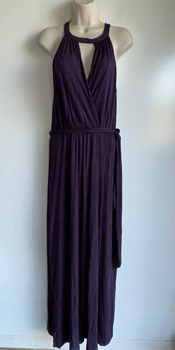 michael stars halter dress Dark Purple High Neck Maxi Size Small Anthropologie