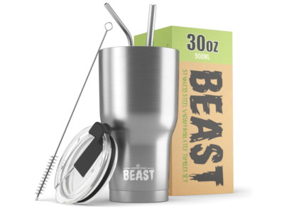 Green Steel BEAST Edelstahl Becher Set (Silber) 30oz *VERSANDKOSTENFREI*
