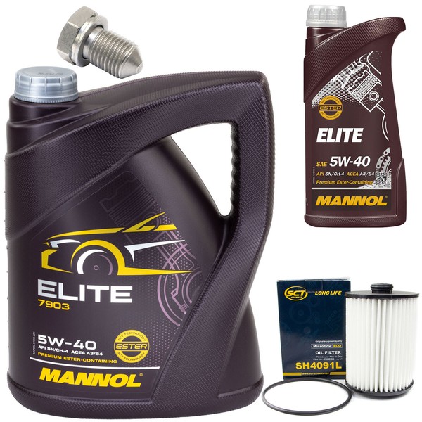 MotoröL Set 5W40 6 Liter + ÖLfilter SH 4091 L + Schraube FüR Skoda Superb II VW-image