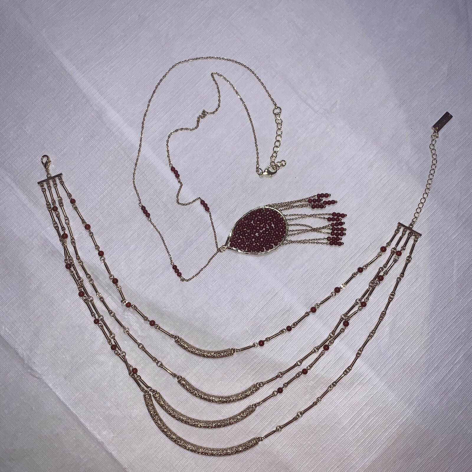 lot / bundle multi-layer statement necklace red s… - image 6