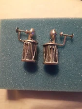 Vintage Silver Marching Band Snare Drum Screwback Earrings 