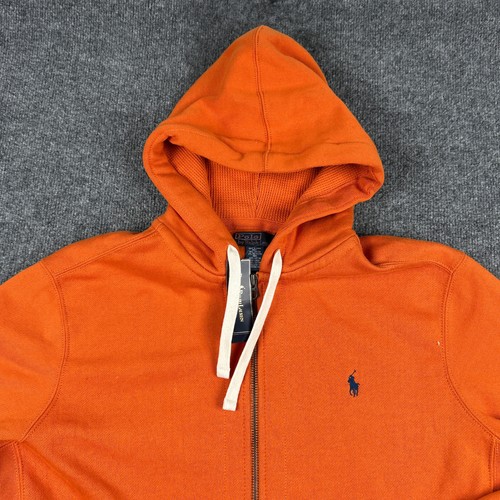 Polo Ralph Lauren Hoodie Adult XL Orange Long Sleeve Full Zip Fleece Mens Read - Picture 6 of 12