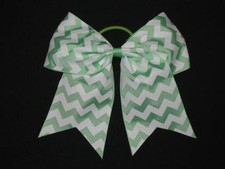 NEW "CHEVRON Spearmint" Cheer Bow Pony Tail 3" Ribbon Girls Hair Cheerleading