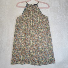 Forever 21 S Women's Halter Dress Chiffon Blue with Pink Floral Lined