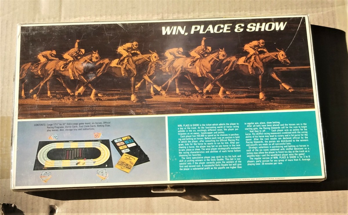 Vintage (1966) Win Place Show Horse Racing Board Game 3M Sports