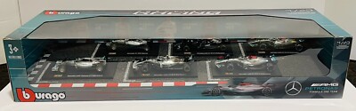 Burago AMG Petronas Formula 1 Team Mercedes 1:43 Scale Die Cast 6 Cars Pack Set
