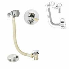 Bath Waste Overflow & Bath Filler Chrome Finish Modern Design Pop Up Waste