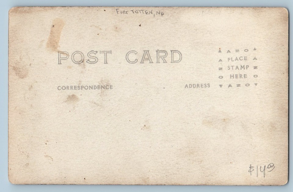 Fort Totten ND Postcard RPPC Photo Entrance To Ft. Totten Dirt Road