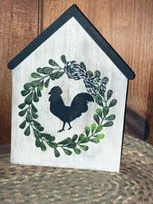 Wood Farmhouse Sign Tiered Tray Rustic Country Primitive Decor Rooster