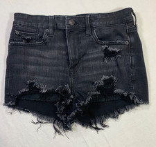 American Eagle High-Rise Shortie Next Level Stretch Black Denim Shorts Size 6