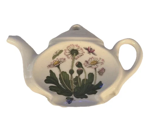 Portmeirion Botanic Garden Teapot Tea Bag Holder Spoon Rest Daisy Pink Floral