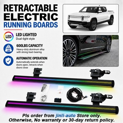 Fits For Rivian R1T 2022-2026 LED Electric Running Board Adjustable Retractable