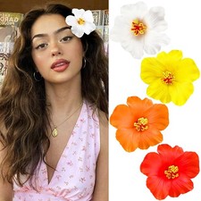 4Pcs Hawaiian Flower Hair Clips for Women,Plumeria Hibiscus Hair Clips Rose H...