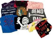 10 Lot graphic t shirts demo day expectations heart sweat today falling leaves