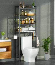 68" Organizador De Metal Para Ba o Sobre El Inodoro Mueble Negro Con Estantes